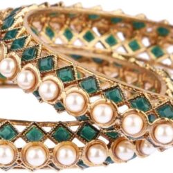 Efulgenz Beaded Bangles Faux Pearl Antique Boho Kundan Bangle Crystal Bracelet Bridal Wedding Party Statement Jewelry for Women - Image 6