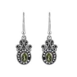 Natural Peridot Earrings 925 Sterling Silver Dainty Filigree Dangle Earrings for Women Bohemian Handmade Jewelry August Birthstone Minimalist Bridal Earrings Christmas Gift for her