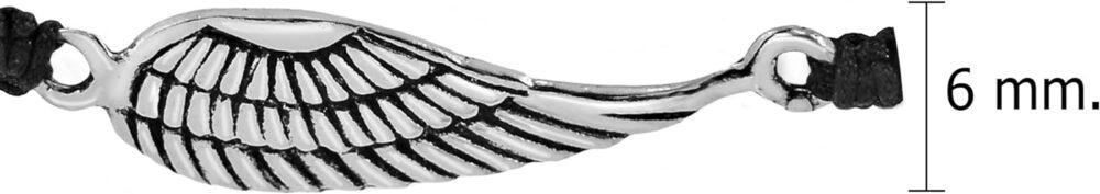 AeraVida Mystical Sideways Heaven's Angel Wing .925 Sterling Silver Charm on Black Adjustable Bracelet | Stylish Handmade Jewelry for Women | Statement Bracelet | Boho Jewelry - Image 4