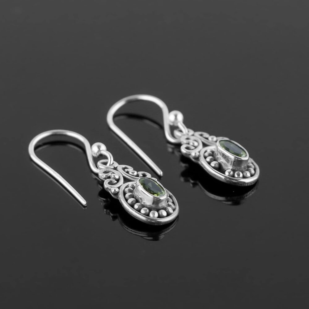 Natural Peridot Earrings 925 Sterling Silver Dainty Filigree Dangle Earrings for Women Bohemian Handmade Jewelry August Birthstone Minimalist Bridal Earrings Christmas Gift for her - Image 2