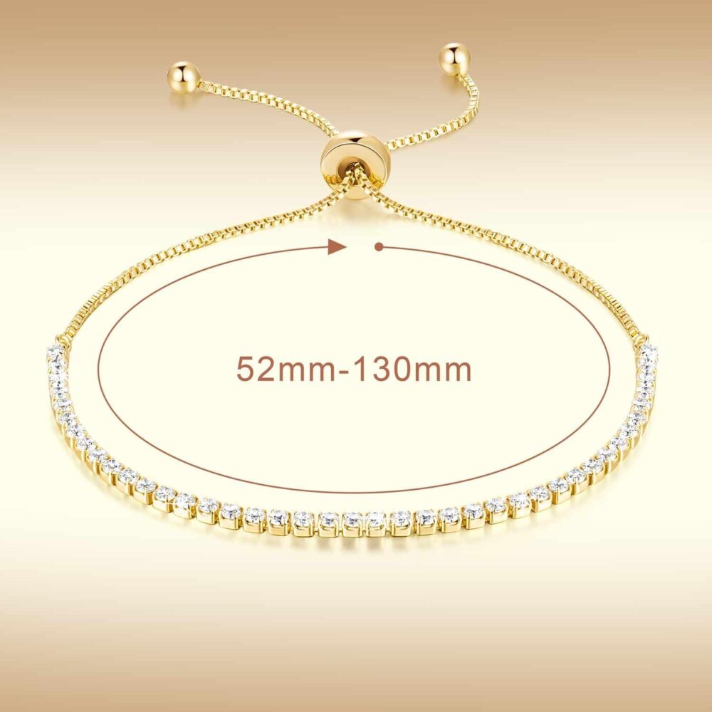 Chantel Yorke Tennis Bracelets for Women 14K Gold Bracelets for Women 14K Gold Cubic Zirconia Adjustable Gold Plаtеd Bracelets for Women - Image 4