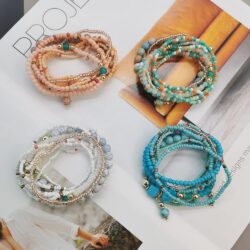8 Sets Bohemian Stackable Bead Bracelets for Women Bohemian Bracelets Stretch Multi Layered beads Bracelet Set Boho Multicolor Jewelry - Image 6