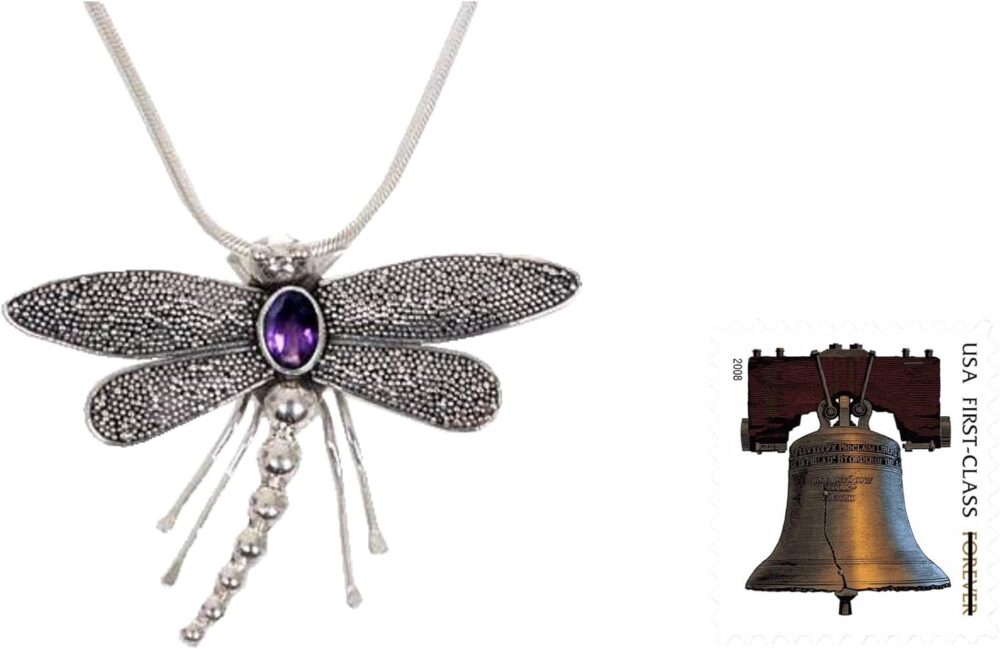 Artisan Handmade Amethyst Pendant Necklace Sterling Silver Purple Animal Themed Birthstone Balinese Dragonfly - Image 5