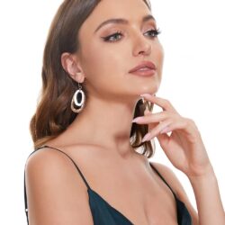 ESLALA Two-tone Irregular Oval Earrings for Women Bohemian Boho Dangle Statement Jewelry - Image 4