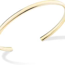 Miabella 925 Sterling Silver or 18Kt Yellow Gold Over Silver Italian Adjustable 4mm Open Cuff Polished Bangle Bracelet for Women 7.25-7.5 Inch, Made in Italy - Image 2