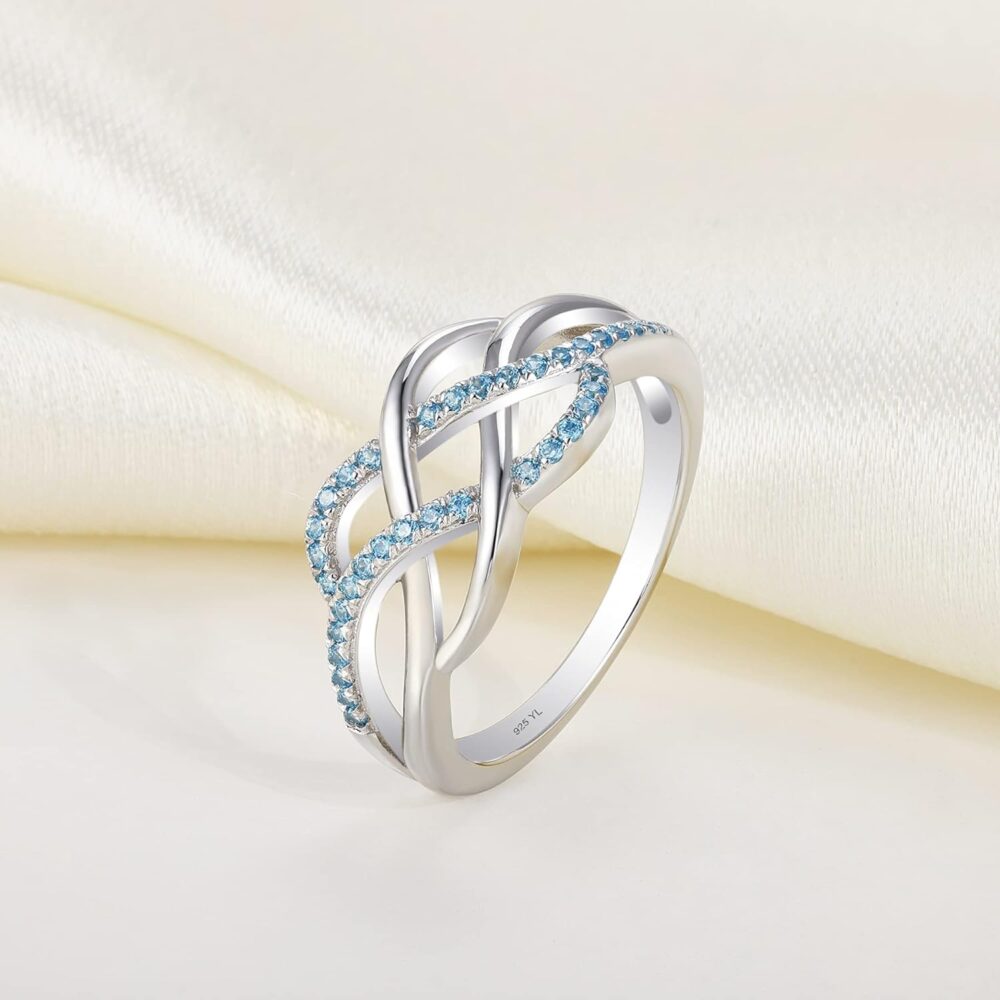 YL Celtic Knot Rings 925 Sterling Silver Twisted Knot Ring 18k White Gold Plated Infinity Statement Rings - Image 4