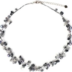 Handmade Cultured Freshwater Pearl Tourmalinated Quartz Necklace