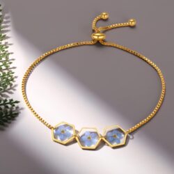 Forget-Me-Not Pressed Wildflower Bracelet | Personalized Handmade Bracelet | Real Wildflowers Bracelet | Alaska State Flower Bracelet | Gold Pressed Flower Bracelet | Gift For Her - Image 2