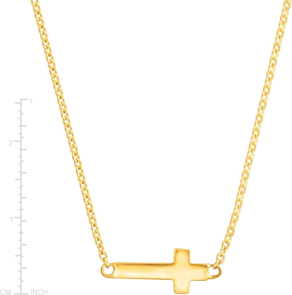 Simplex Horizontal Cross Pendant Necklace, Sterling Silver, White - Image 5