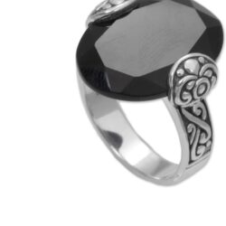 NOVICA Artisan Handmade Onyx Cocktail Ring Oval .925 Sterling Silver from Bali Red Single Stone Indonesia Birthstone 'Mysterious Oval' - Image 4