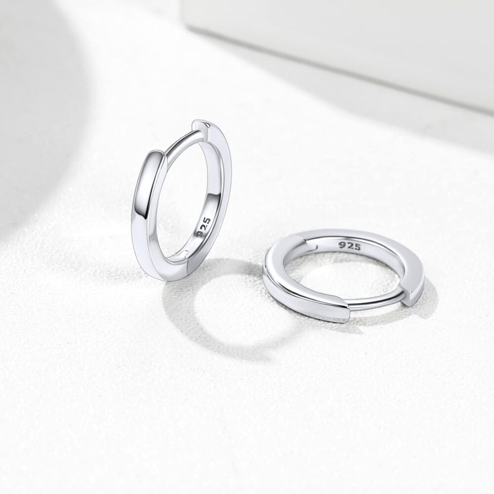 10mm Simple Hoop Earrings Women Minimalist Huggie Hoops Solid Silver Polishing Sleeping Ear Charms - Image 8