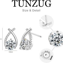 2-2.4 CT Moissanite Earrings D Color VVS1 Clarity Round Cut Lab Created Diamond Earrings Sterling Silver 18K White Gold Plated Earrings Minimalist Mermaid Tail Earrings - Image 3