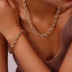 TOPGRILLZ Rope Gold Necklace for Women Choker Necklace Gold Chain for Men 8mm 14K Gold Plated Twist Rope Gifts for Women - Image 11