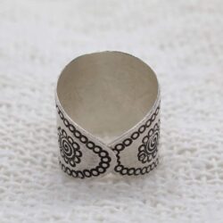Sterling Silver Mandala ring, Boho Ethnic Tribal Sun Solar Ring, Bohemian Gypsy Silver Ring, Adjustable to sizes 6-12, Can fit also as Thumb Ring - Image 5