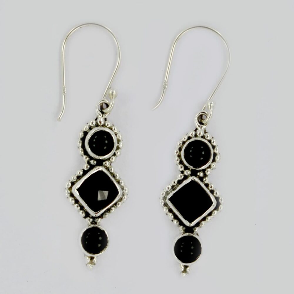 Genuine Black Onyx Bezel Earrings 925 Sterling Silver Dainty Filigree Dangle Earrings for Women Bohemian Handmade Jewelry Birthstone Elegant Minimalist Bridal Earrings Christmas Day Gift for Her - Image 6