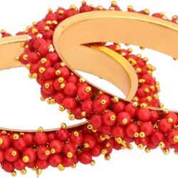 Efulgenz Fashion Jewelry Indian Bollywood Gold Tone Crystal Beaded Bracelets Bangle Set (2 Pieces) For Women