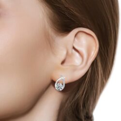2-2.4 CT Moissanite Earrings D Color VVS1 Clarity Round Cut Lab Created Diamond Earrings Sterling Silver 18K White Gold Plated Earrings Minimalist Mermaid Tail Earrings - Image 5