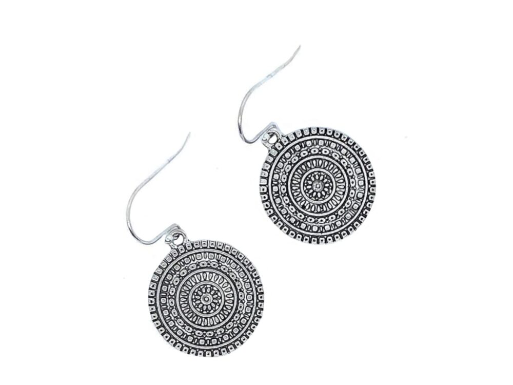 Bohemian Handmade Sterling Silver Medallion Earrings