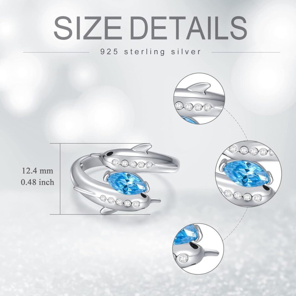 Minimalist Dolphins Ring S925 Sterling Lovely Double Dolphin Finger Rings for Teen Girls Dolphins Jewelry for Women Daughter - Image 5