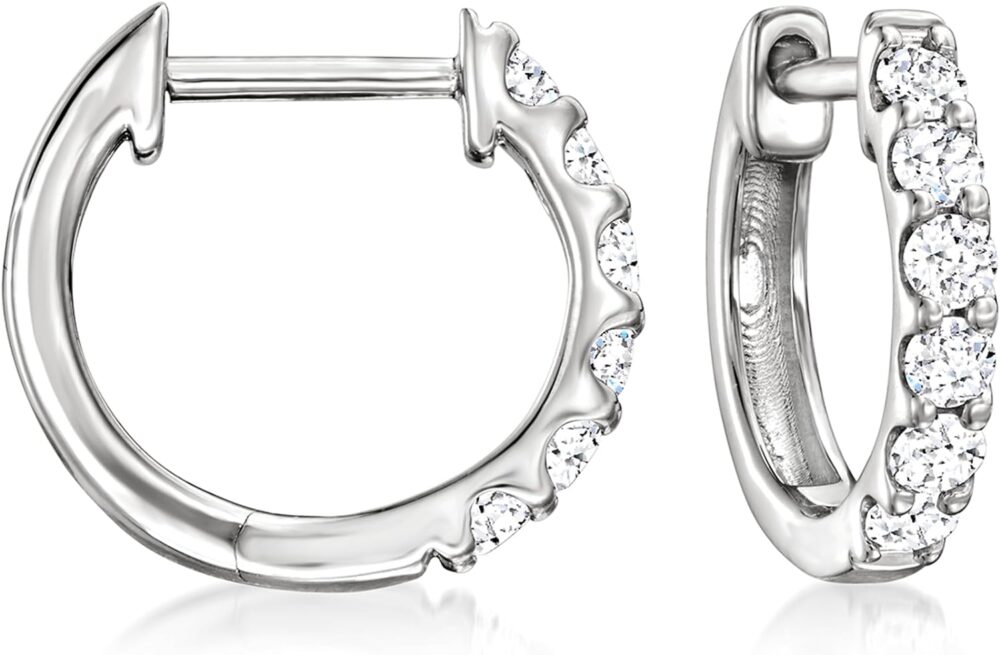 Ross-Simons 0.33 ct. t.w. Lab-Grown Diamond Hoop Earrings in Sterling Silver