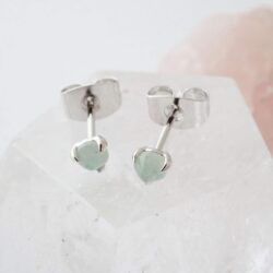 HONEYCAT Tiny Jade Orb Solitaire Studs in Gold, Rose Gold, or Silver | Minimalist, Delicate Jewelry - Image 5