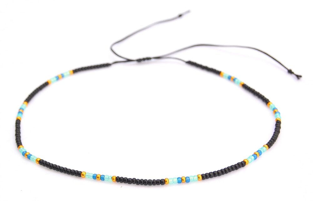 Beaded Choker Necklace for women and Teen Girls, Boho Bohemian Hippie Adjustable Colorful Seed Beads Necklace, Handmade Native American Western Style Jewelry by TRIBES (Black) - Image 8