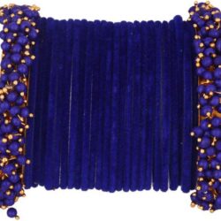 Efulgenz Indian Bangle Set Faux Pearls Beads Plain Velvet Bracelet Bangle Jewelry for Women