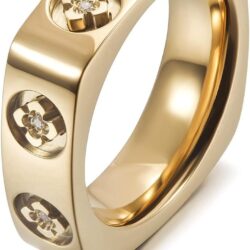WISTIC Multi Colors Diamond Crystal Clover Bands Statement Rings for Women and Girls Infinity Interlocked Rolling Rings Cocktail Enhancer Finger Jewelry