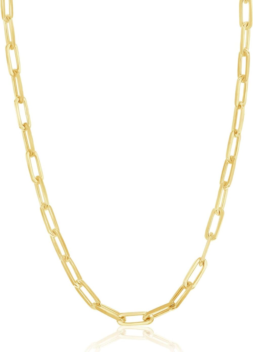 Beaux Bijoux Paperclip Chain Necklaces for Women | Sterling Silver 14k Gold Plated | Women's Trendy Layering Necklaces | Choose Width and Length | Fine Chain Necklaces Crafted in Italy