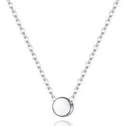BriLove Gifts for Mom Women's 925 Sterling Silver Dainty Tiny Dot Necklace Round Circle Pendant Choker Necklacefor Mothers Day/Valentines Day/Birthday/Christmas/Anniversary