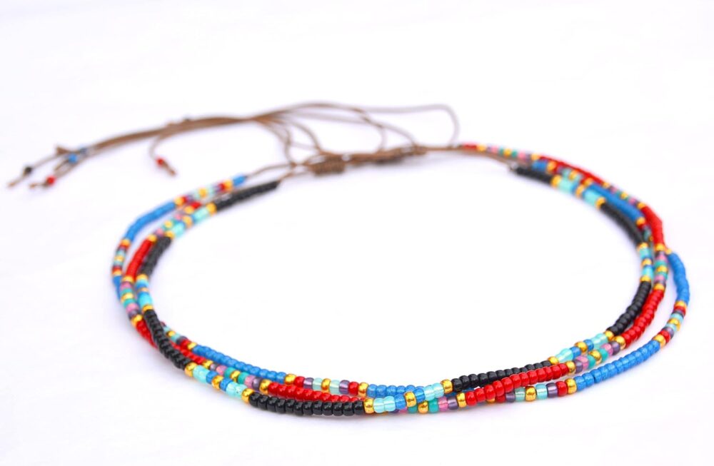 Beaded Choker Necklace for women and Teen Girls, Boho Bohemian Hippie Adjustable Colorful Seed Beads Necklace, Handmade Native American Western Style Jewelry by TRIBES (Black) - Image 7