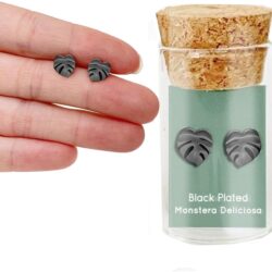 Hypoallergenic Monstera Deliciosa Plant Metal Earring Studs - Image 2