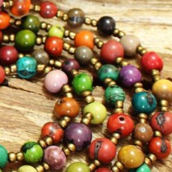 Multi Colored 5 Strand Bib Necklace and Earring Set with Acai Seeds - Handmade Tribal Jewelry for Women - Image 3