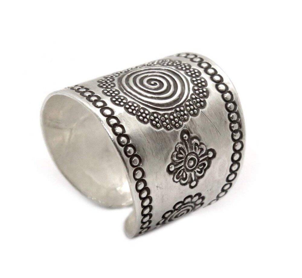 Sterling Silver Mandala ring, Boho Ethnic Tribal Sun Solar Ring, Bohemian Gypsy Silver Ring, Adjustable to sizes 6-12, Can fit also as Thumb Ring - Image 6