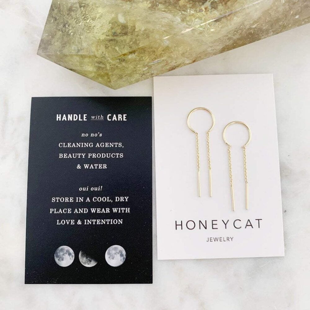 HONEYCAT Threader Drop Bar Chain Earrings in Gold, Rose Gold, or Silver | Minimalist, Delicate Jewelry - Image 5