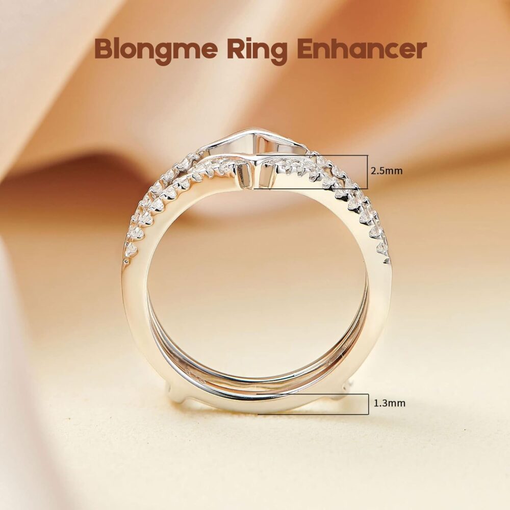 Wedding Ring Guard Enhancers Engagement Rings for Women Stackable Cubic Zirconia Half Eternity Curved Bands 925 Sterling Silver Size 5-10 - Image 6