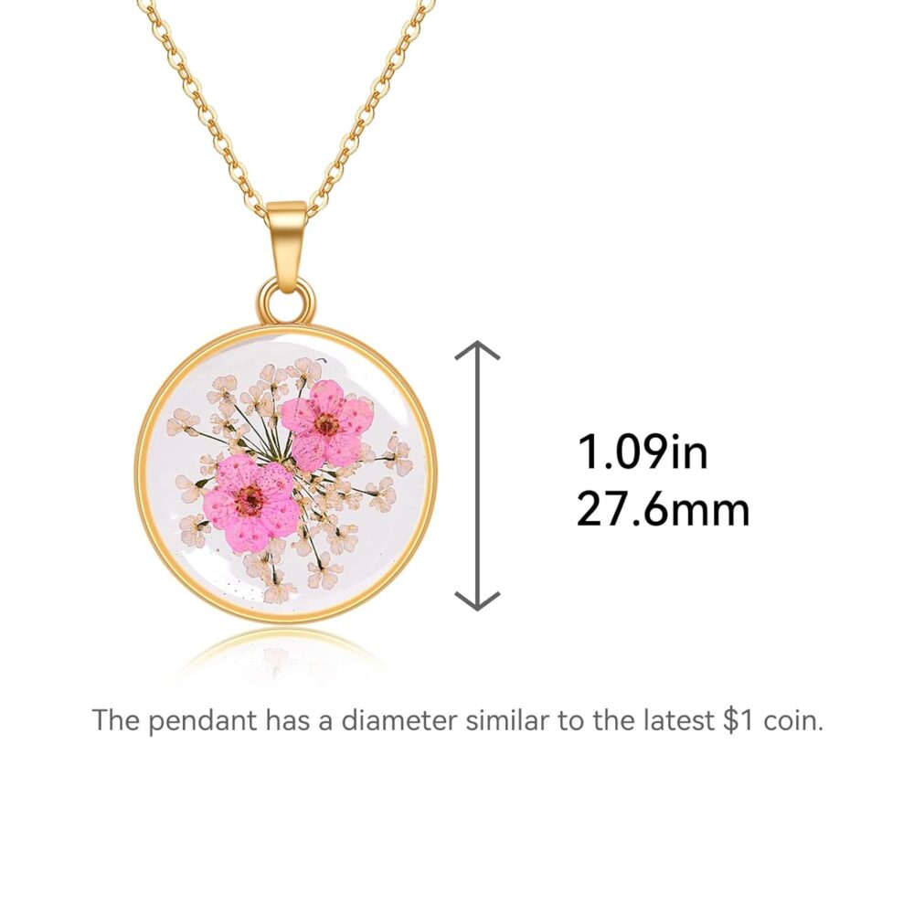 Jayden Necklaces For Women Real Flower Necklace - Daffodil And Queen Anne'S Lace Pressed Flower Necklace. Handmade Unique Resin Pressed Flower Necklace, Perfect For Parties Or Gifting (Rose Gold) 18" - Image 6