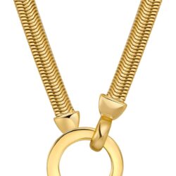 AllenCOCO Dainty Gold Necklace for Women Trendy, Cute Sister Necklaces, Sterling Silver and 14k Gold Circle Pendant Friendship Necklace, Girls Gifts Jewelry
