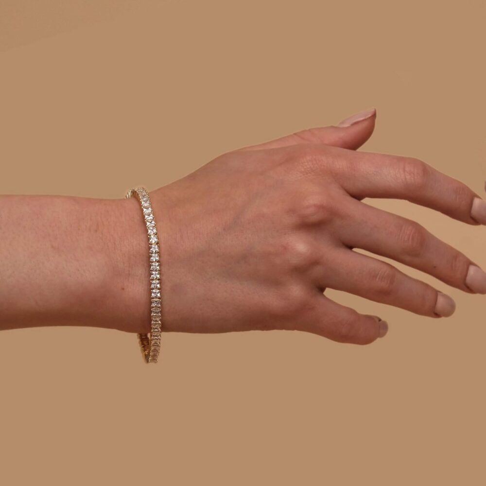 PAVOI 14K Gold Plated Cubic Zirconia Classic Tennis Bracelet | Gold Bracelets for Women | 4mm CZ, Size 6.5-7.5 Inch - Image 2