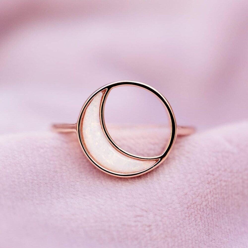 Pura Vida Ring Rose Gold Eclipse Handmade Ring - Stackable Ring with Resin Opal, Ring Jewelry with Brass Base - Rose Gold Rings for Women, Cute Rings for Teen Girls, Boho Jewelry for Women - Size 5-9 - Image 3