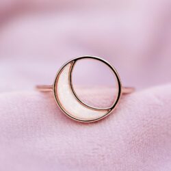 Pura Vida Ring Rose Gold Eclipse Handmade Ring - Stackable Ring with Resin Opal, Ring Jewelry with Brass Base - Rose Gold Rings for Women, Cute Rings for Teen Girls, Boho Jewelry for Women - Size 5-9 - Image 3