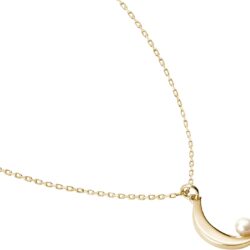 14K Real Gold Necklace For Women - Gift For Wife Girlfriend Mom - Real Pearl Necklace - Moon Heart Charm - Image 2