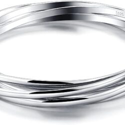 H&Beautimer 925 Sterling Silver Solid Bangle Bracelet Minimalist 5 Loop Bangle Bracelet Women Teen Jewelry Sterling Silver Bracelet 60/65-68MM Handmade in Italy