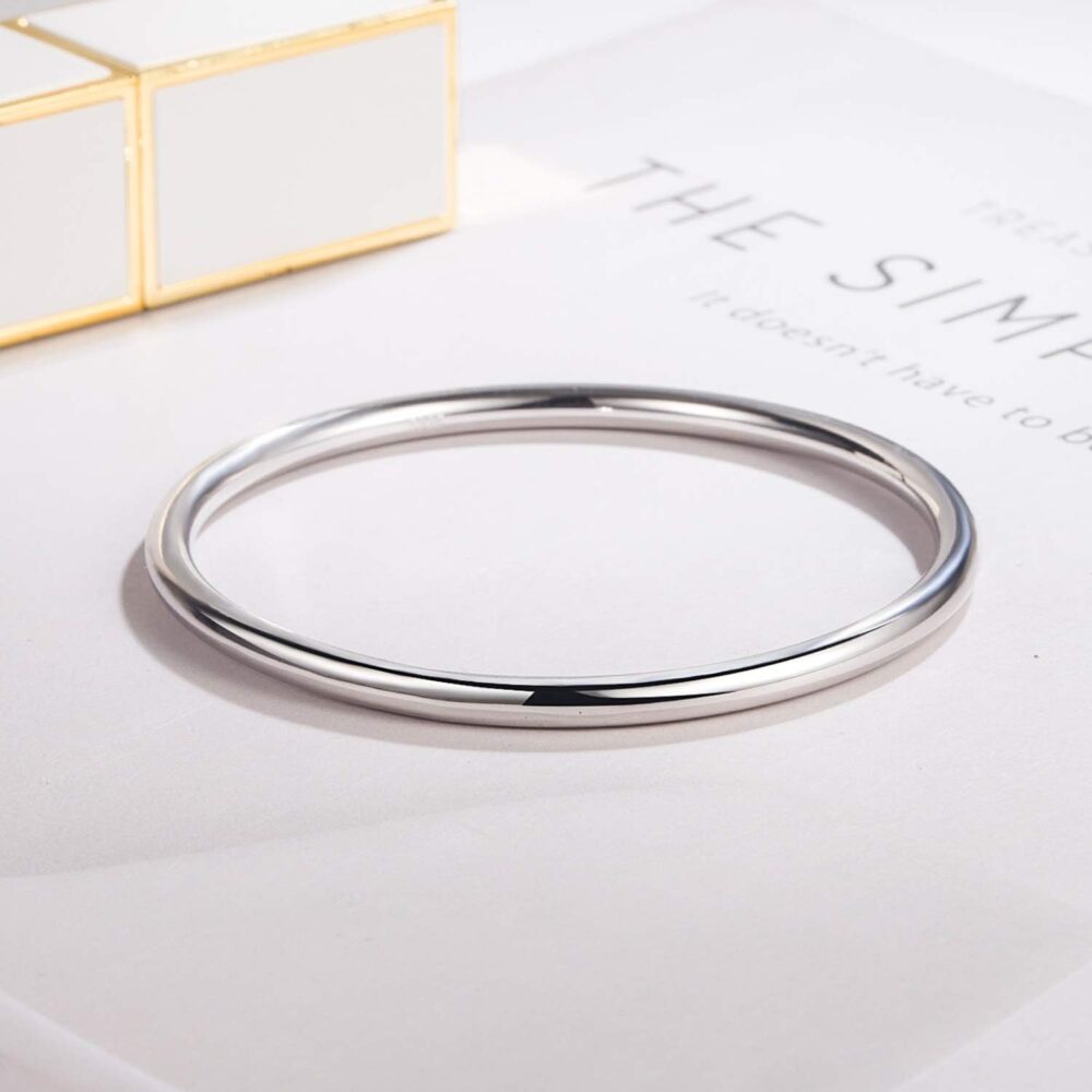 Fashion Smooth Moments Charm 925 Sterling Silver Bracelet Minimalist DIY Women 4MM Bangle Diameter 60-65 MM Jewelry Gift - Image 8
