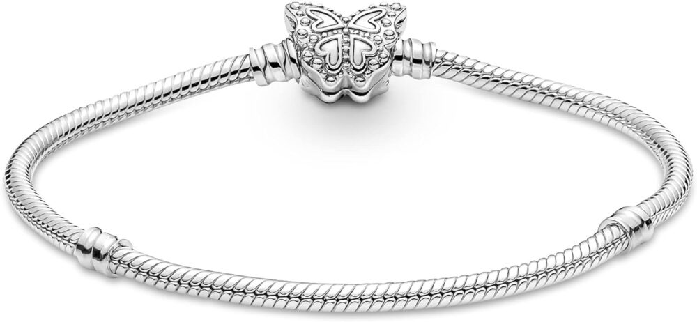 Pandora Moments Butterfly Clasp Snake Chain Bracelet - Compatible Moments Charms - Sterling Silver & Cubic Zirconia Charm Bracelet for Women - Gift for Her - 6.7" - Image 2