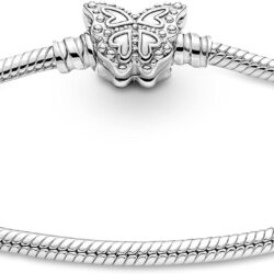 Pandora Moments Butterfly Clasp Snake Chain Bracelet - Compatible Moments Charms - Sterling Silver & Cubic Zirconia Charm Bracelet for Women - Gift for Her - 6.7" - Image 2