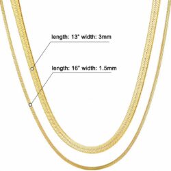 Fiusem Gold Plated Choker Necklace for Women, 14K Gold Plated Herringbone Chain Necklace for Women, Gold Plated Snake Chain Necklace for Women - Image 5