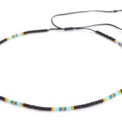 Beaded Choker Necklace for women and Teen Girls, Boho Bohemian Hippie Adjustable Colorful Seed Beads Necklace, Handmade Native American Western Style Jewelry by TRIBES (Black)