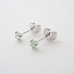 HONEYCAT Tiny Jade Orb Solitaire Studs in Gold, Rose Gold, or Silver | Minimalist, Delicate Jewelry - Image 2