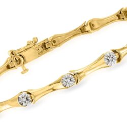 Ross-Simons 0.12 ct. t.w. Diamond Station Bracelet in 18kt Gold Over Sterling. 8.5 inches